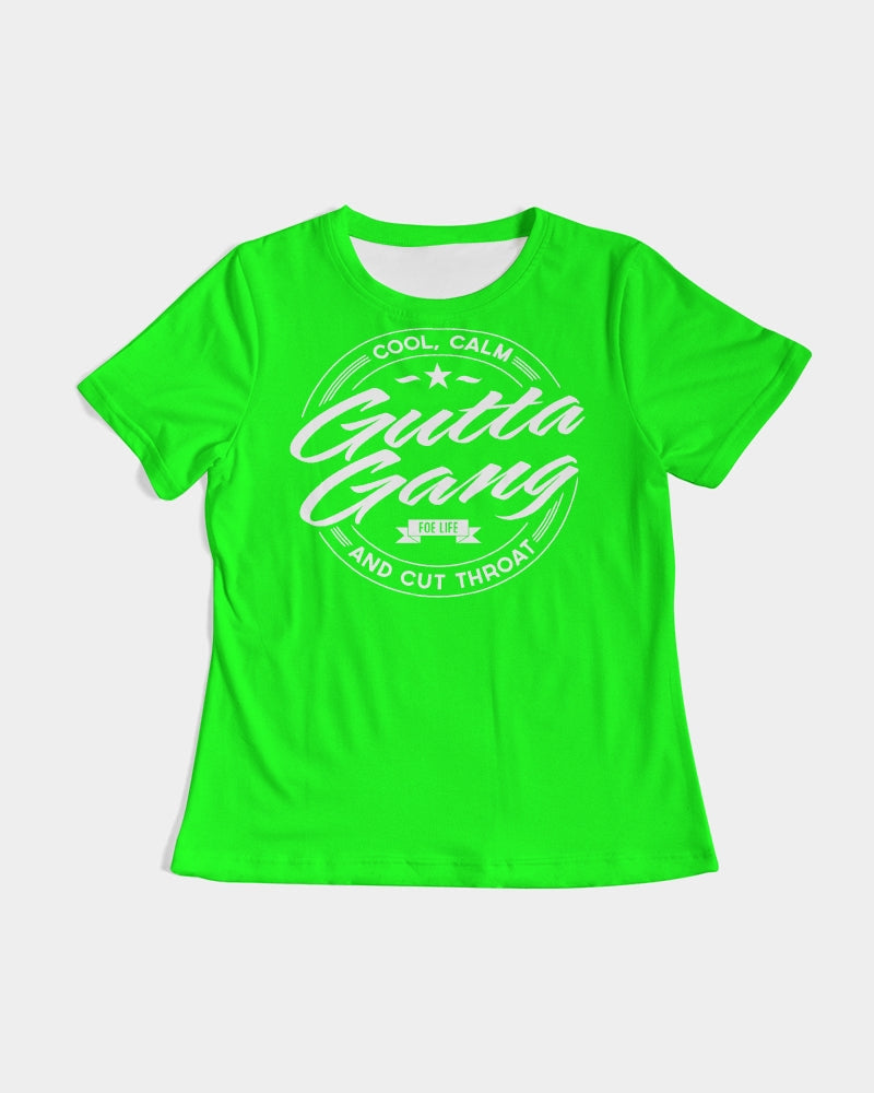 Classic Gutta Gang Lime Green with white logo Women's Tee