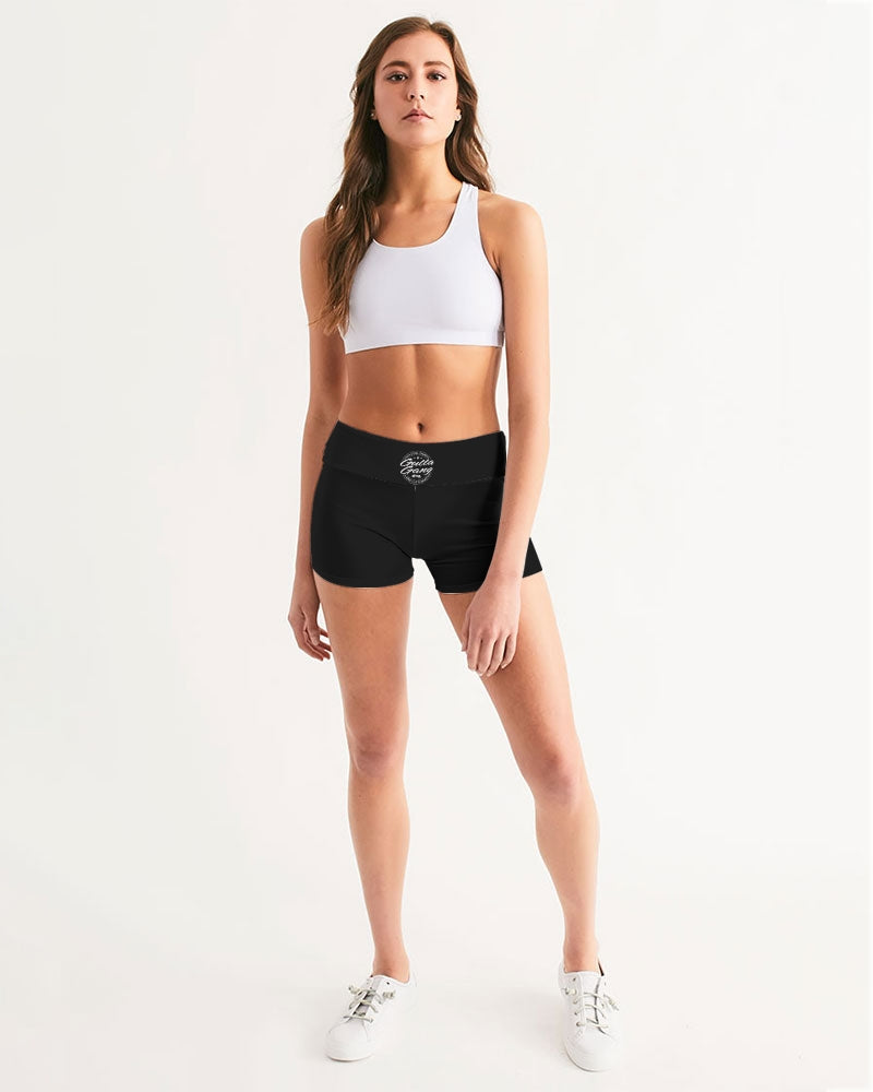 Classic Gutta Gang Black Women's Mid-Rise Yoga Shorts