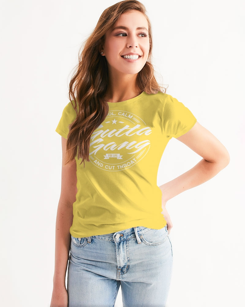 Classic Gutta Gang Yellow with white logo Women's Tee