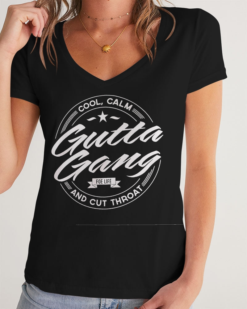 Classic Gutta Gang Black Women's V-Neck Tee