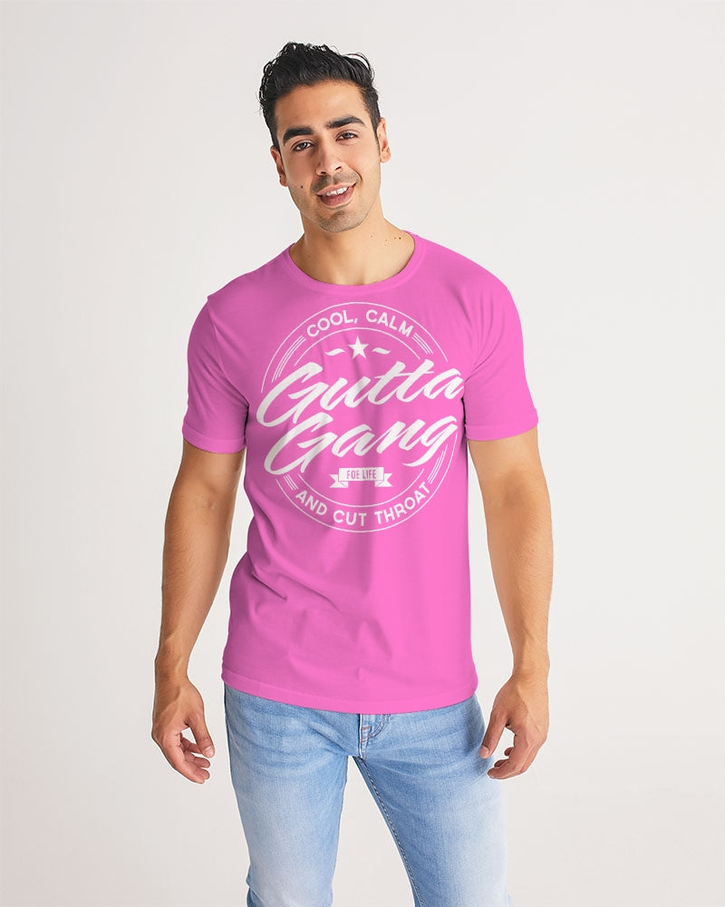 Classic Gutta Gang Men's Pink with white logo Tee