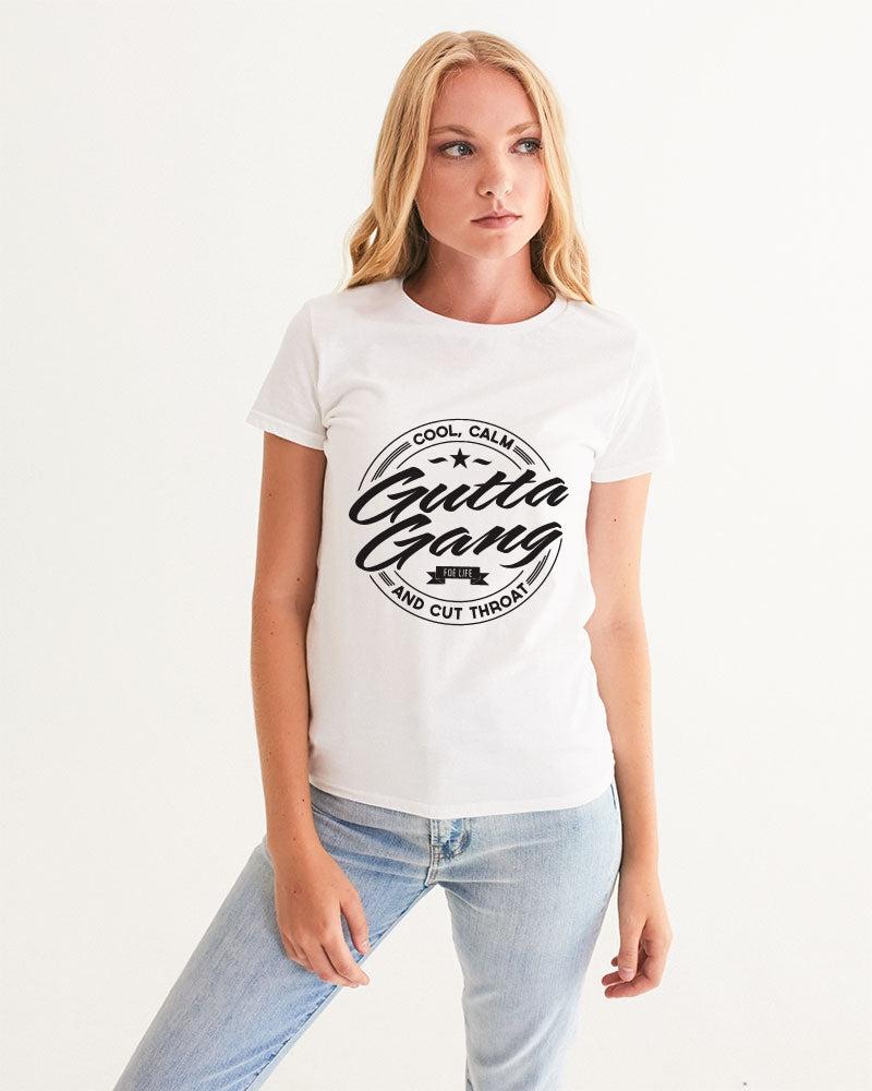 Gutta Gang Black logo Women's White Graphic Tee