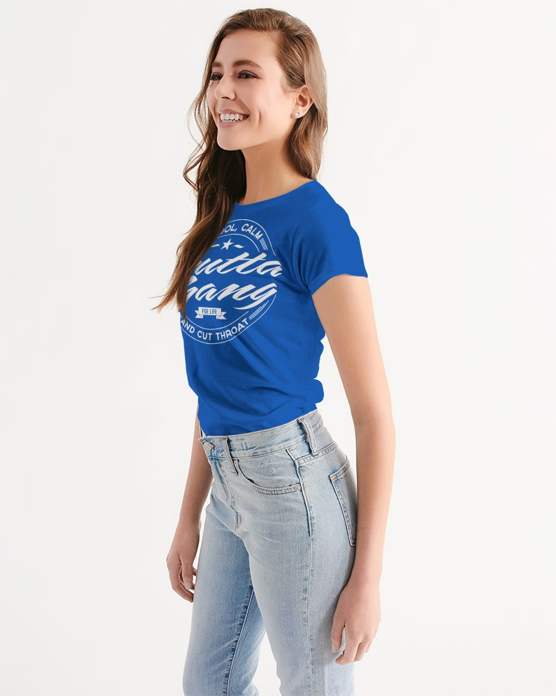 Classic Gutta Gang Blue  With White Logo  Women's Tee