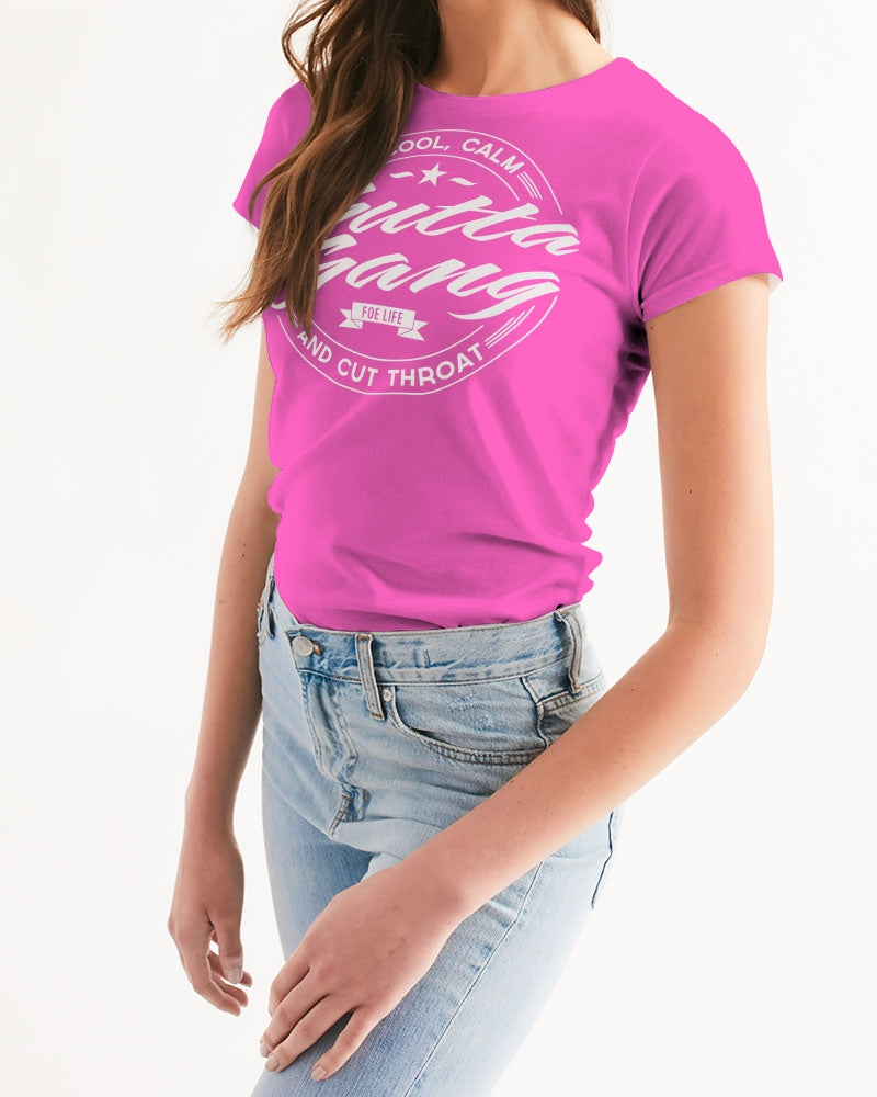 Classic Gutta Gang Pink with white logo Women's Tee