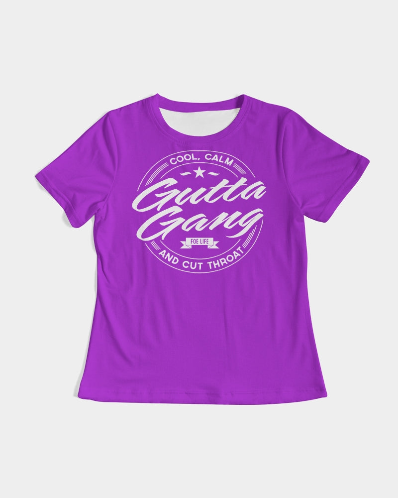 Classic Gutta Gang Purple with white logo Women's Tee