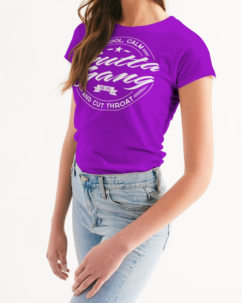 Classic Gutta Gang Purple with white logo Women's Tee