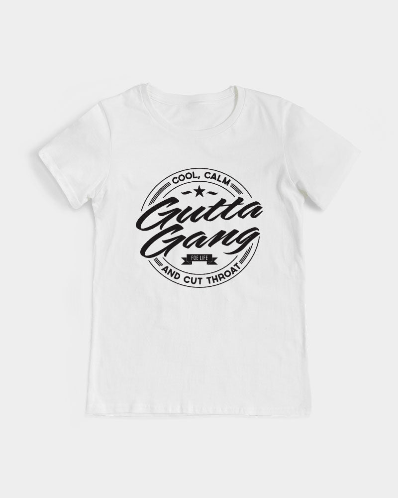 Gutta Gang Black logo Women's White Graphic Tee