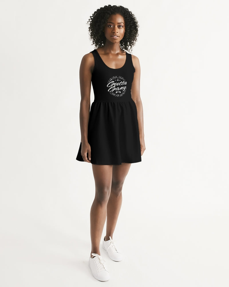 Classic Gutta Gang Black Women's Scoop Neck Skater Dress