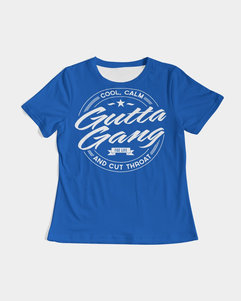 Classic Gutta Gang Blue  With White Logo  Women's Tee