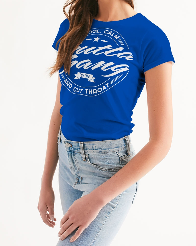 Classic Gutta Gang Blue  With White Logo  Women's Tee