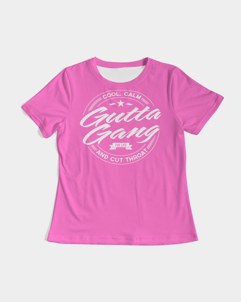 Classic Gutta Gang Pink with white logo Women's Tee