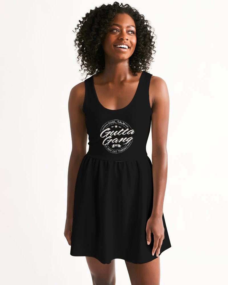 Classic Gutta Gang Black Women's Scoop Neck Skater Dress