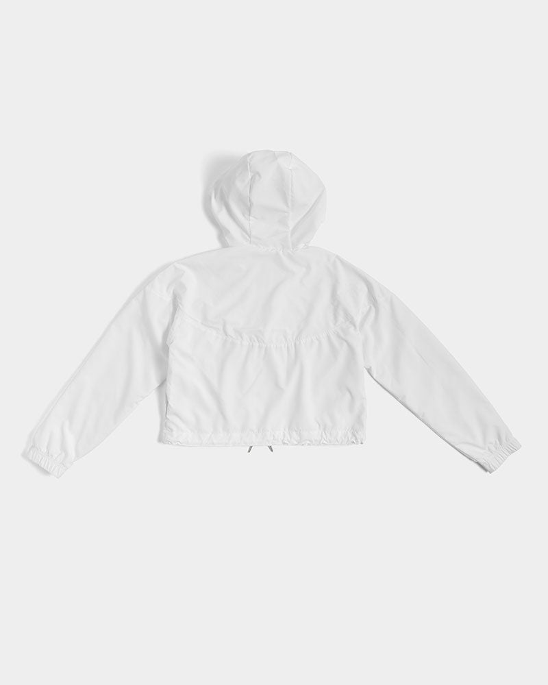 Gutta Gang Black logo Women's Cropped White Windbreaker