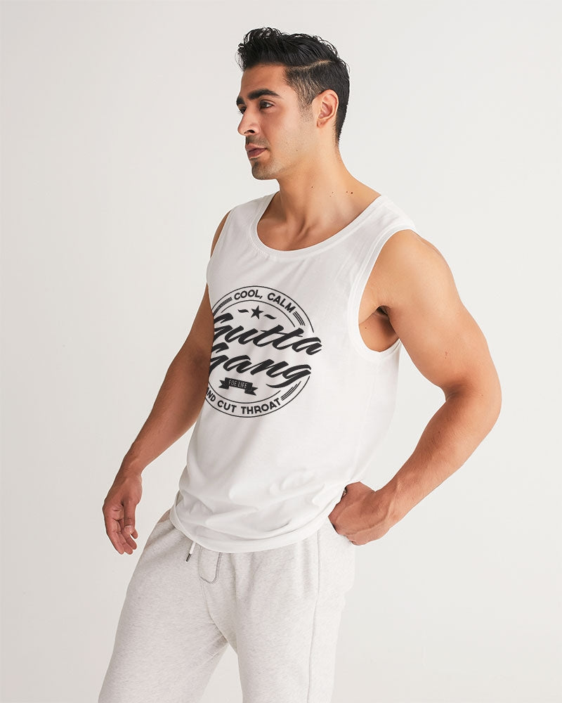 Gutta Gang Black logo Men's White Sports Tank