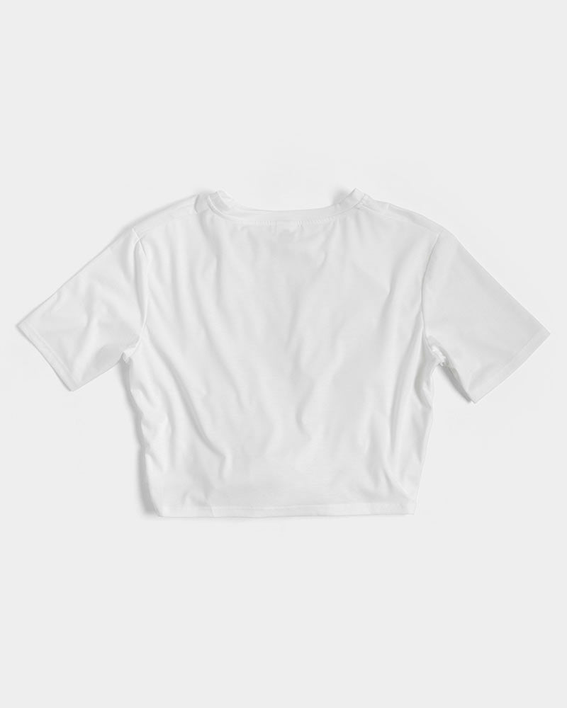 Gutta Gang Black logo Women's Twist-Front Cropped White Tee