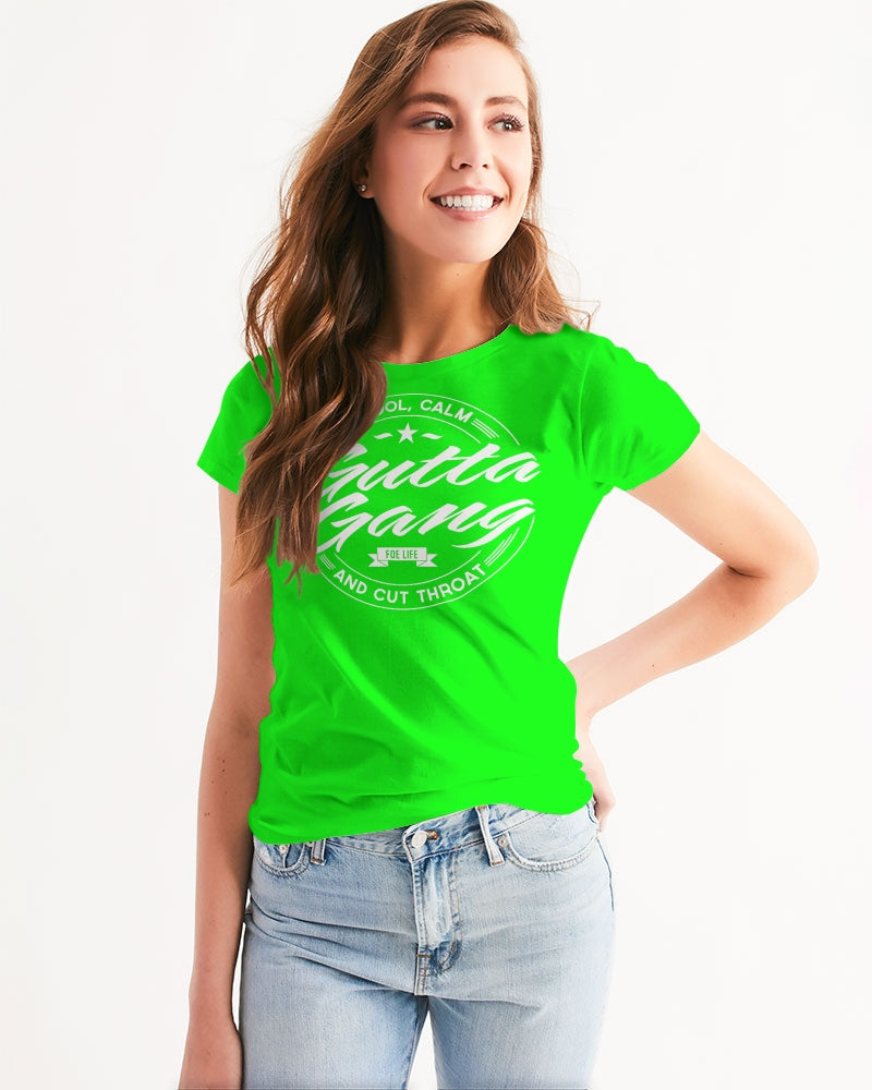 Classic Gutta Gang Lime Green with white logo Women's Tee