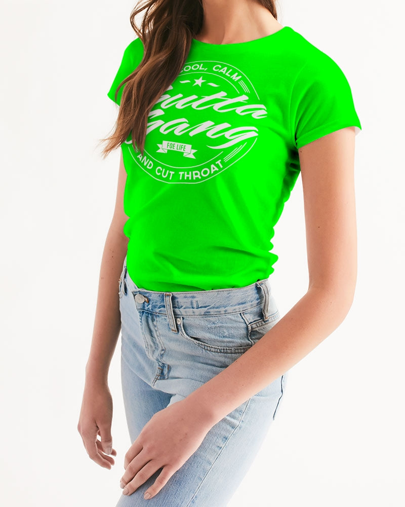 Classic Gutta Gang Lime Green with white logo Women's Tee