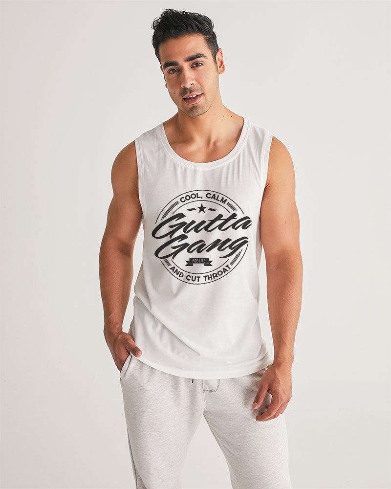 Gutta Gang Black logo Men's White Sports Tank