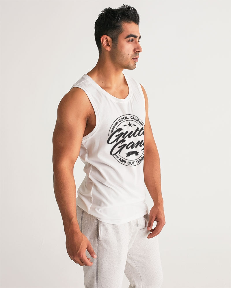 Gutta Gang Black logo Men's White Sports Tank