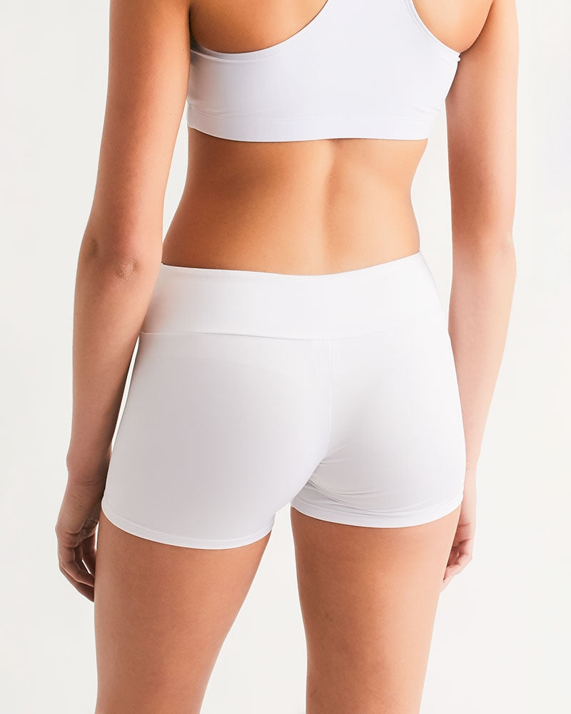 Gutta Gang Black logo Women's Mid-Rise White Yoga Shorts