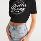 Classic Gutta Gang Black Women's Twist-Front Cropped Tee