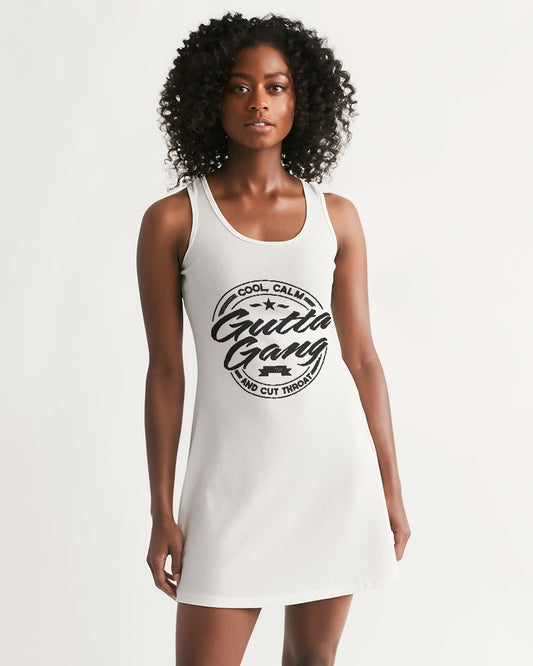 Gutta Gang Black logo Women's White Racerback Dress