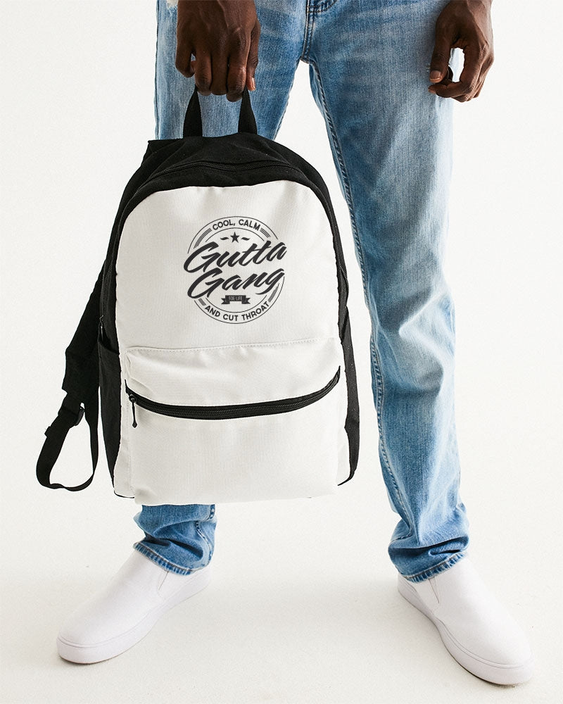 Gutta Gang Black logo Small Canvas White and Black Backpack